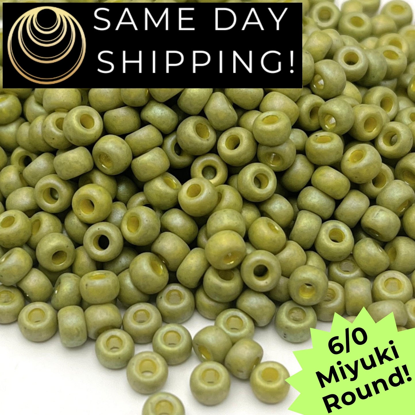 6-4697 6/0 Miyuki Round Beads Opaque Frosted Glaze Pistachio AB