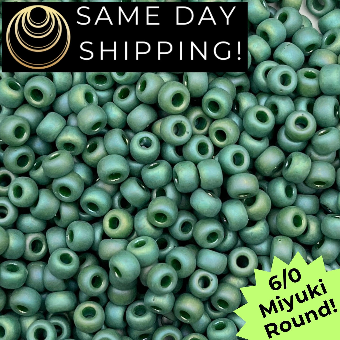 6-4699 6/0 Miyuki Round Beads Opaque Frosted Glaze Pine AB
