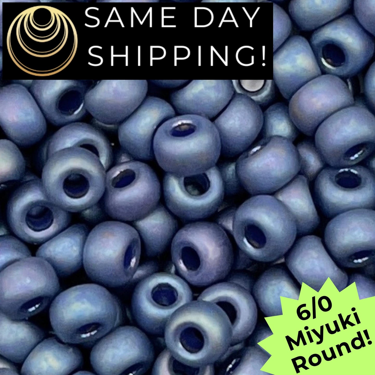 6-4703 6/0 Miyuki Round Beads Opaque Frosted Glazed Blue Iris AB