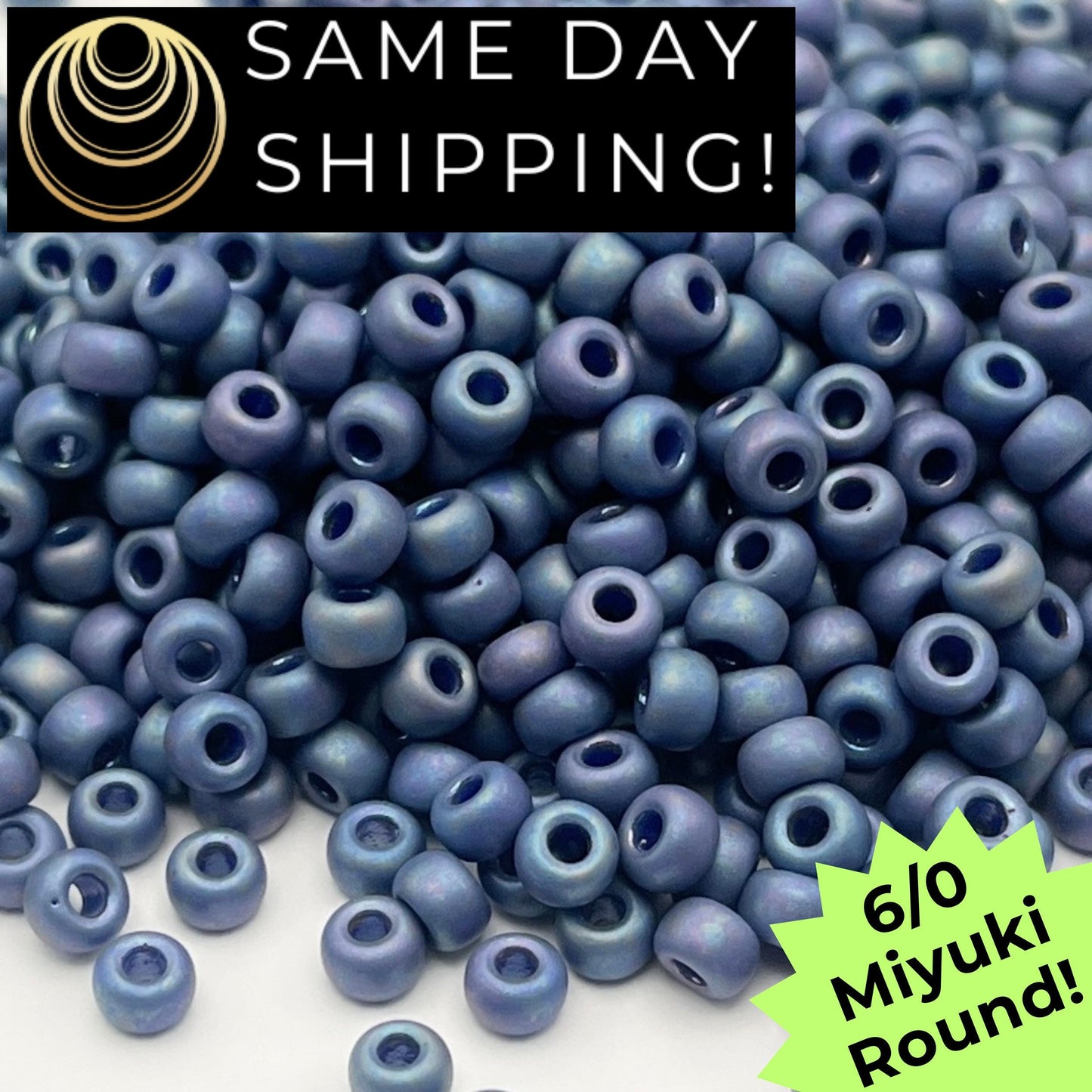 6-4703 6/0 Miyuki Round Beads Opaque Frosted Glazed Blue Iris AB