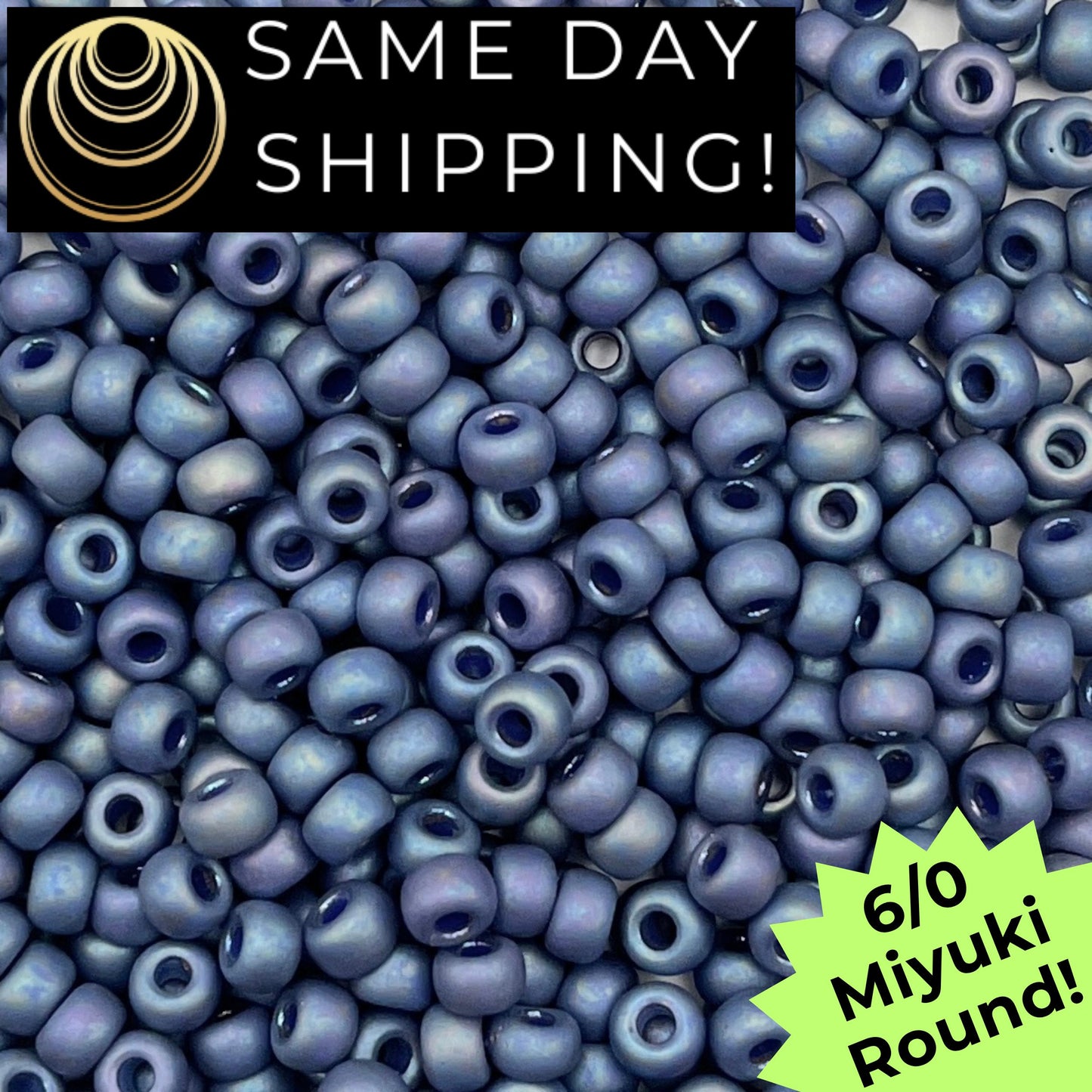 6-4703 6/0 Miyuki Round Beads Opaque Frosted Glazed Blue Iris AB