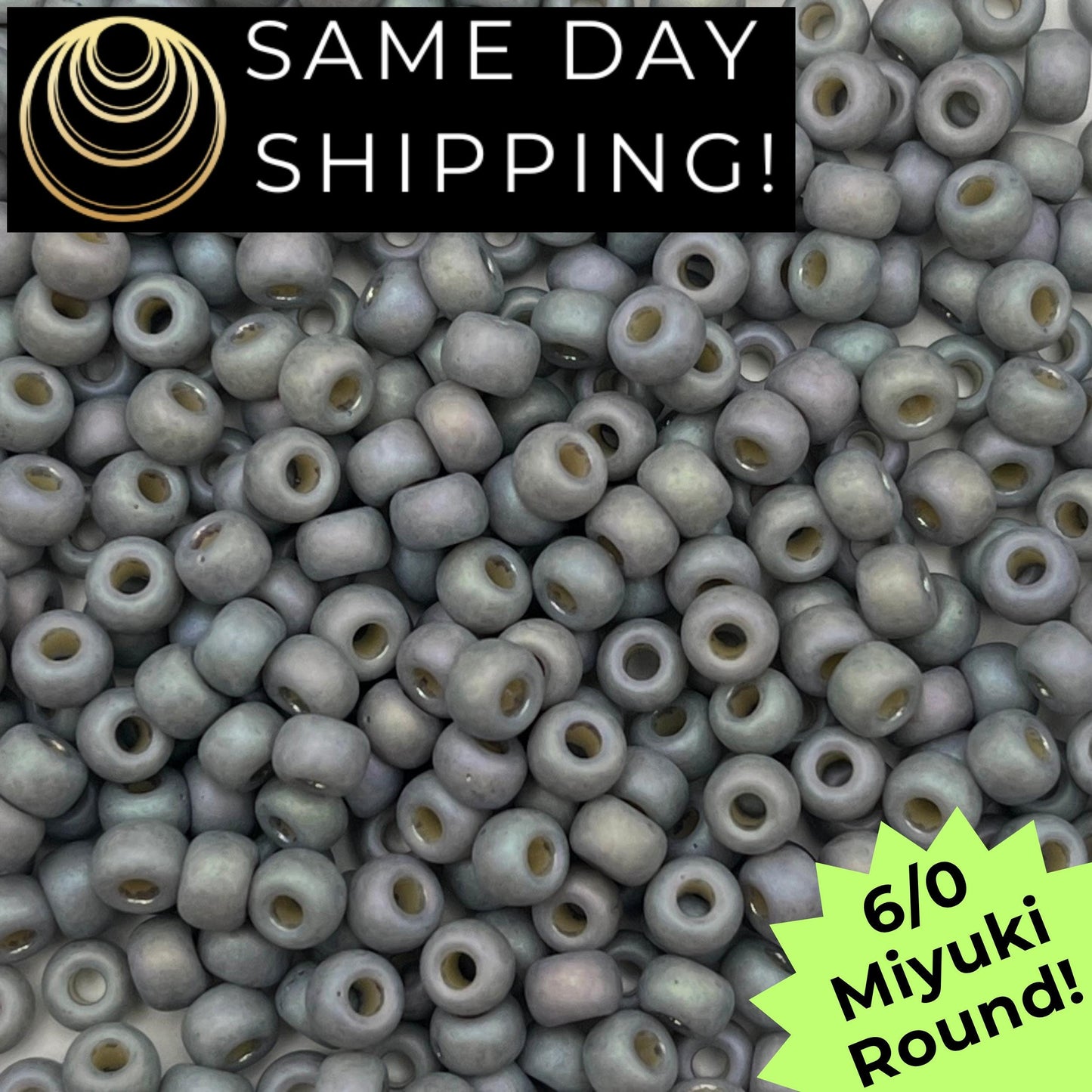 6-4705 6/0 Miyuki Round Beads Opaque Frosted Glazed Dolphin Gray AB