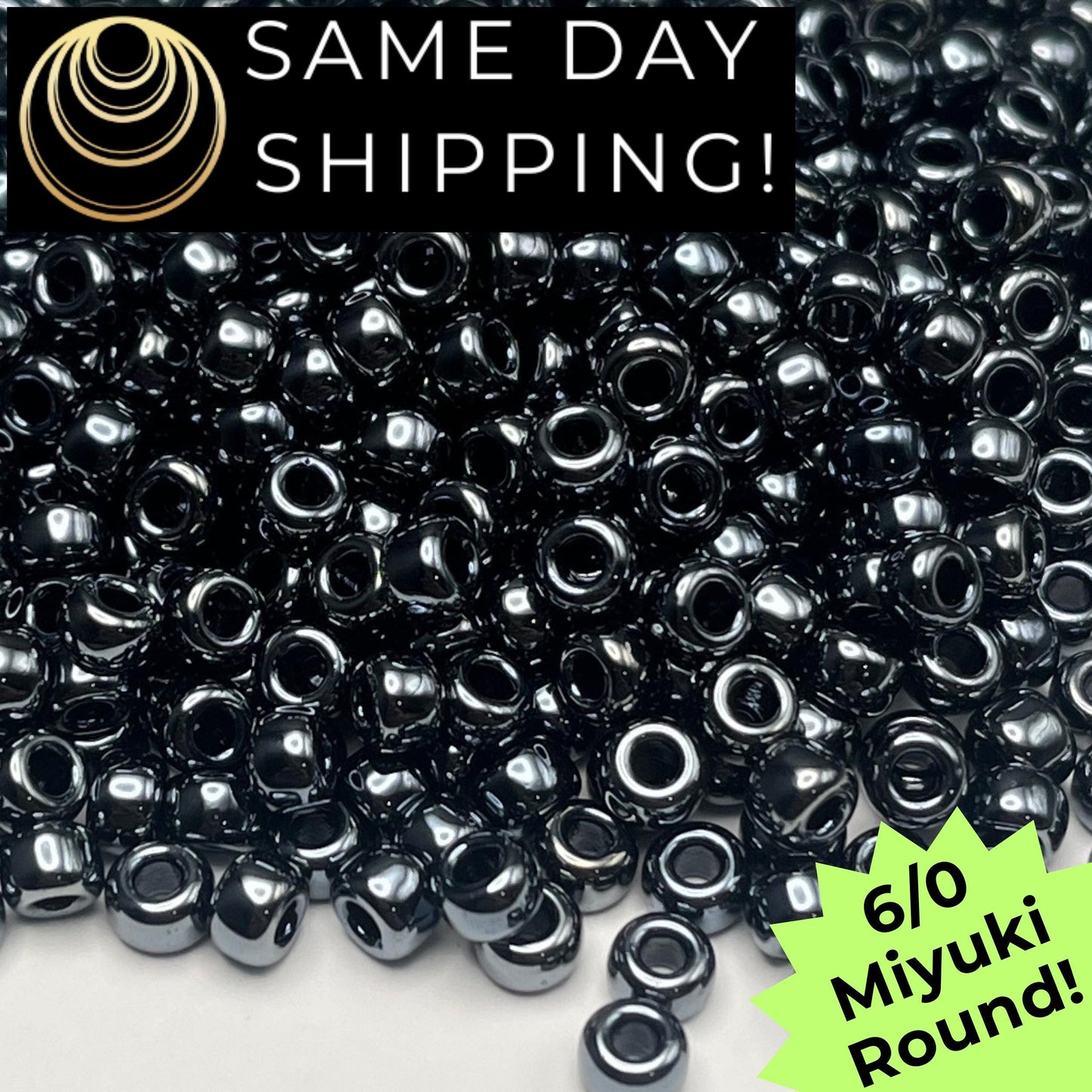 6-0451 6/0 Miyuki Round Seed Beads, Gunmetal