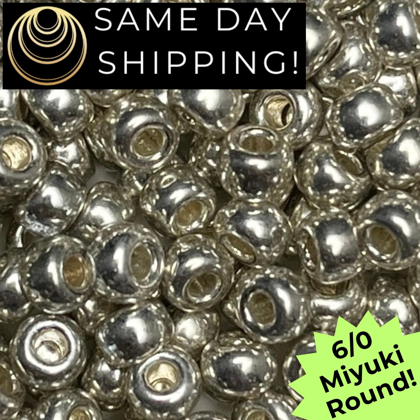 6-1051 6/0 Miyuki Round Seed Beads, Galvanized Silver