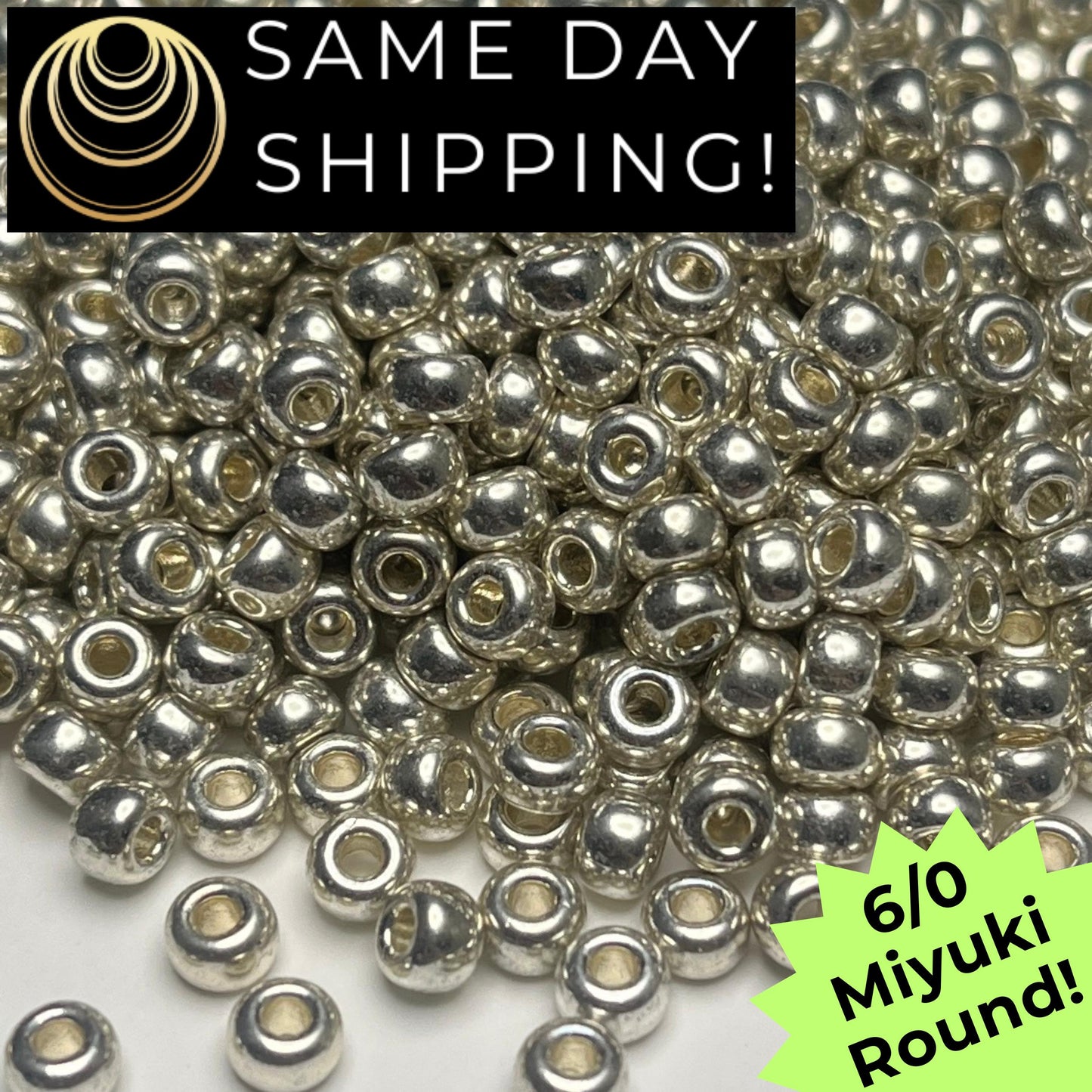 6-1051 6/0 Miyuki Round Seed Beads, Galvanized Silver