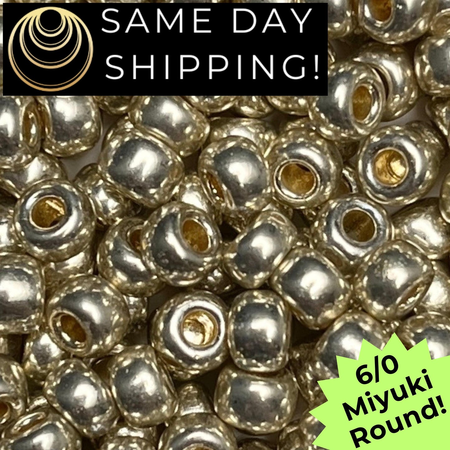 6-4201 6/0 Miyuki Round Seed Beads, Duracoat Galvanized Silver