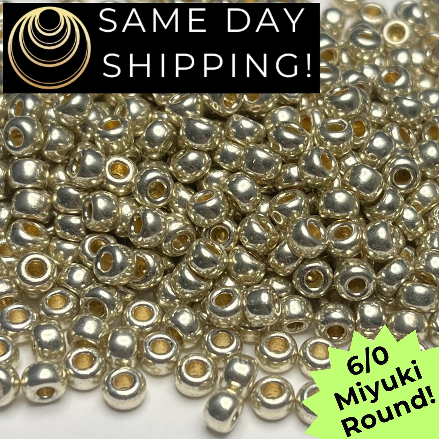 6-4201 6/0 Miyuki Round Seed Beads, Duracoat Galvanized Silver