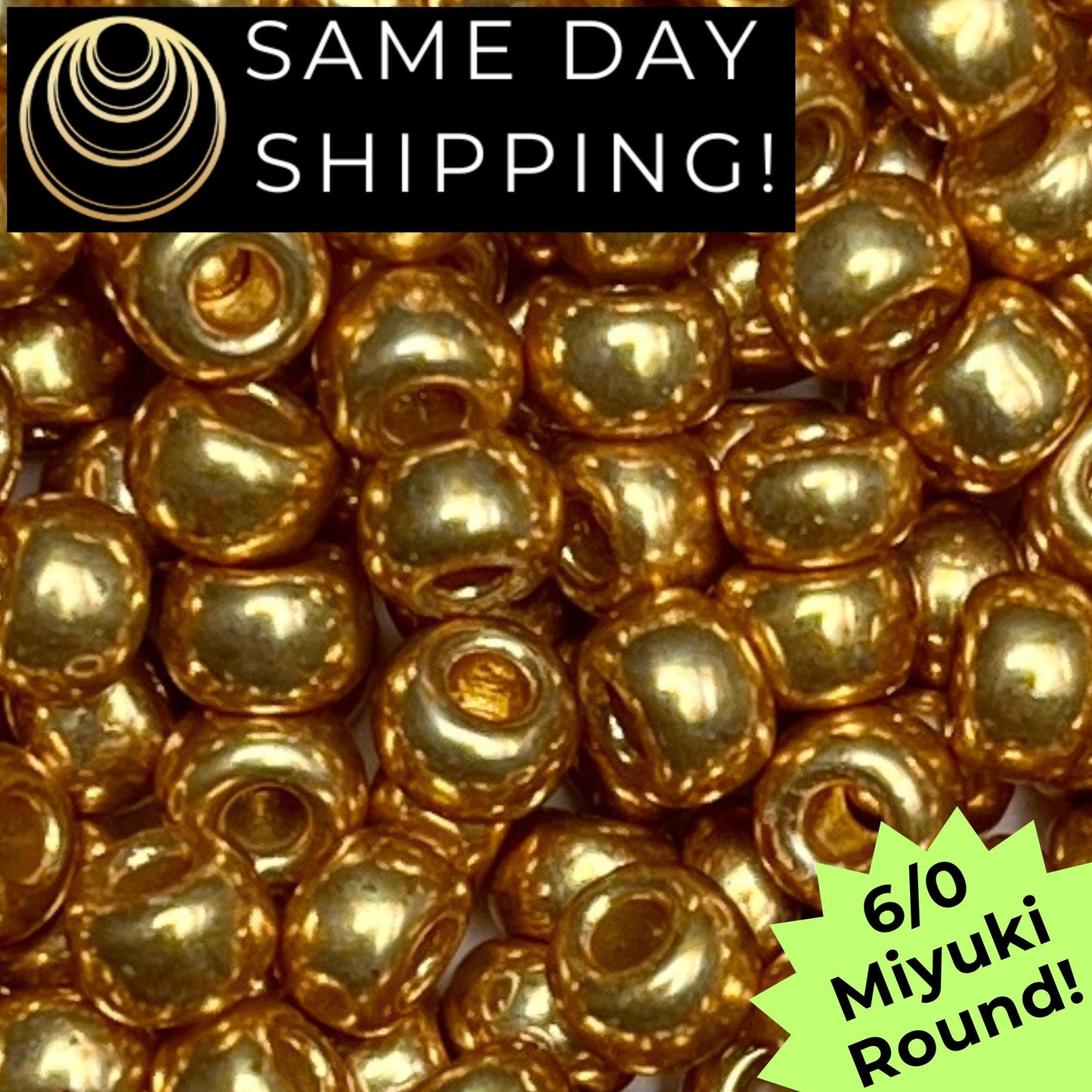 6-4202 6/0 Miyuki Round Seed Beads, Duracoat Galvanized Gold