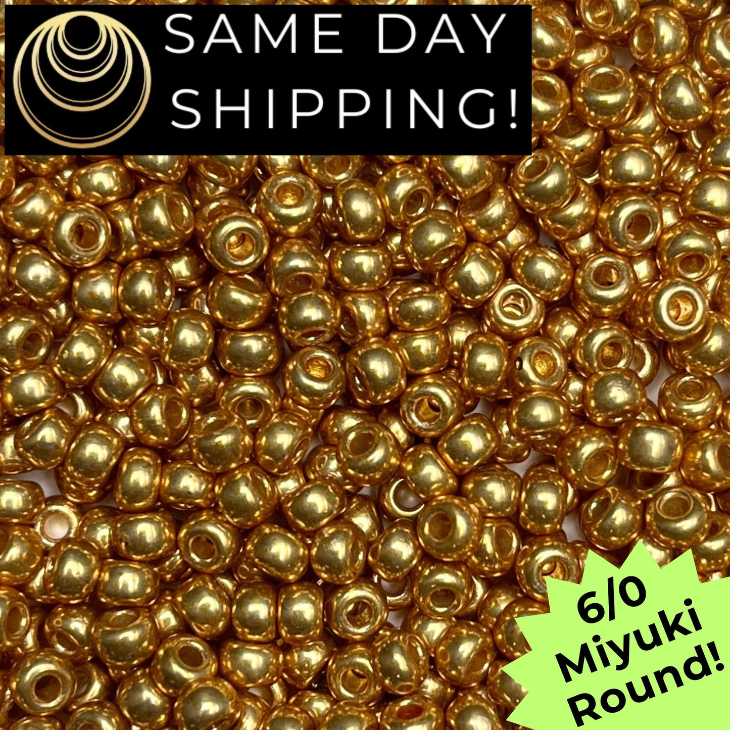 6-4202 6/0 Miyuki Round Seed Beads, Duracoat Galvanized Gold