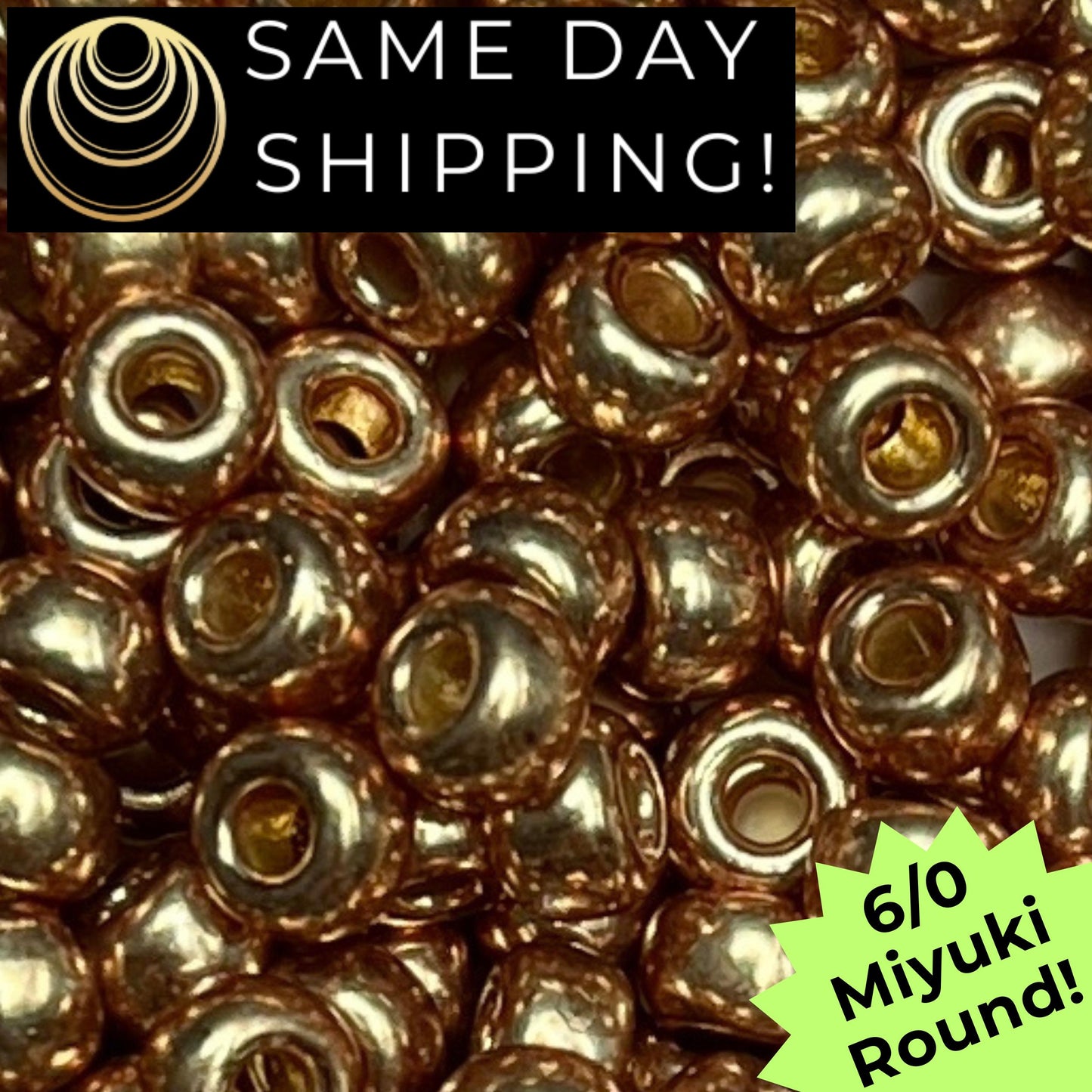 6-4204 6/0 Miyuki Round Seed Beads, Duracoat Galvanized Champagne