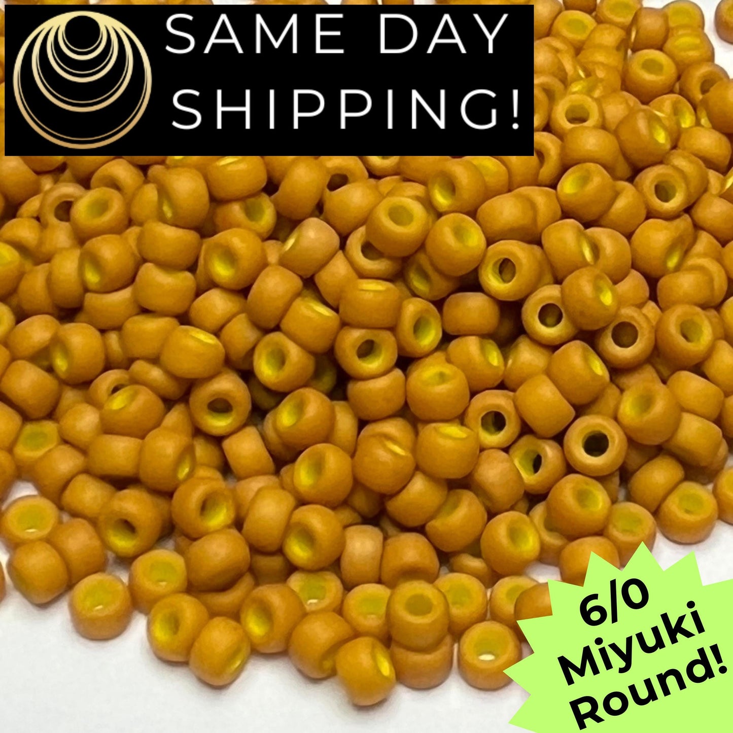 6-1233 6/0 Miyuki Round Beads Opaque Matte Mustard