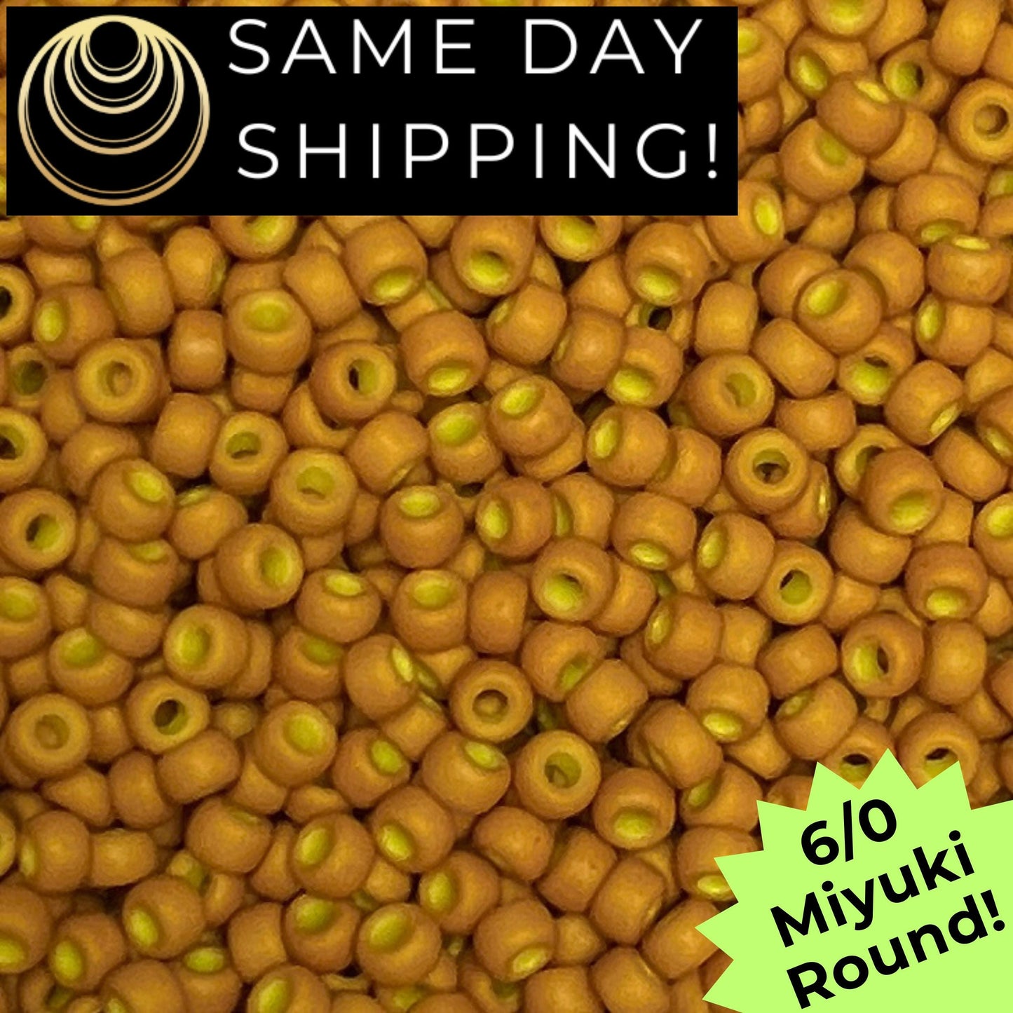 6-1233 6/0 Miyuki Round Beads Opaque Matte Mustard