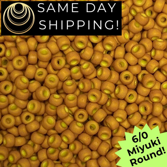 6-1233 6/0 Miyuki Round Beads Opaque Matte Mustard