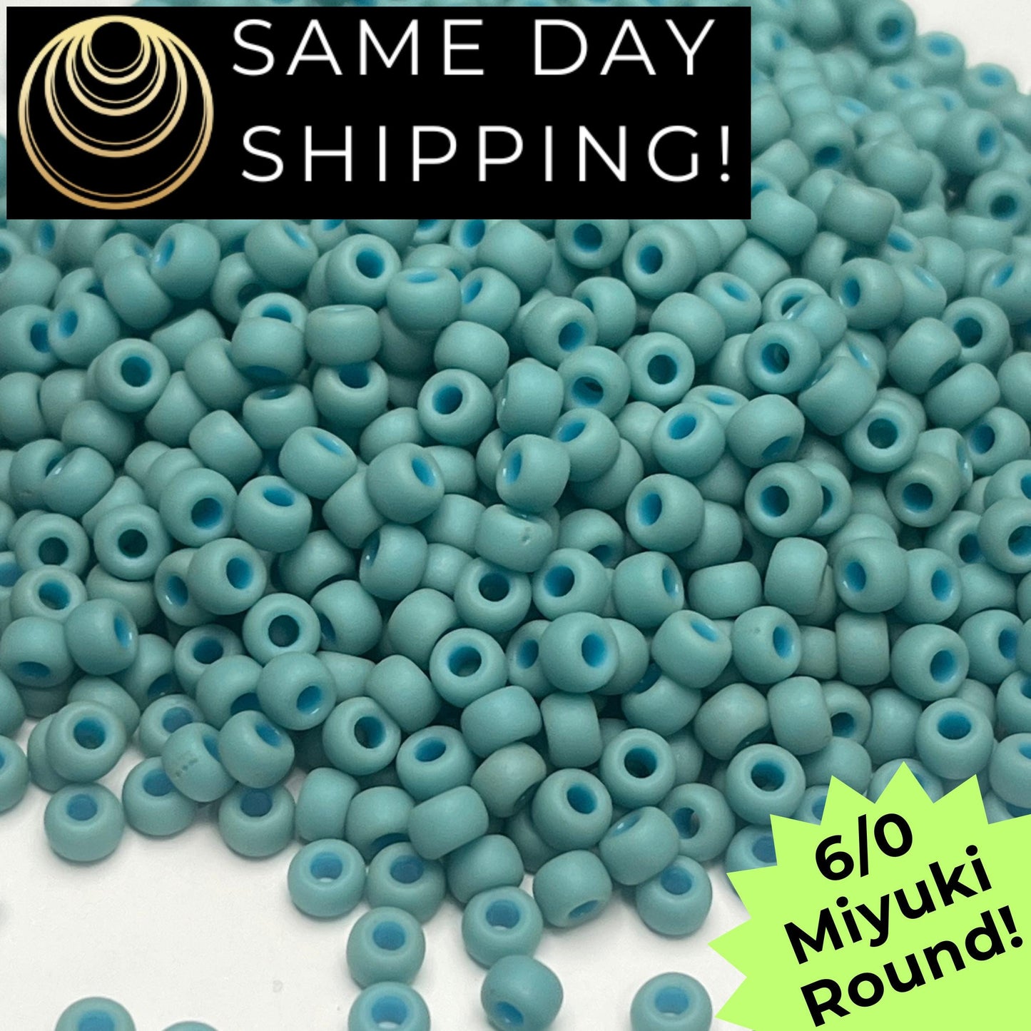 6-1251 6/0 Miyuki Round Beads Matte Opaque Turquoise