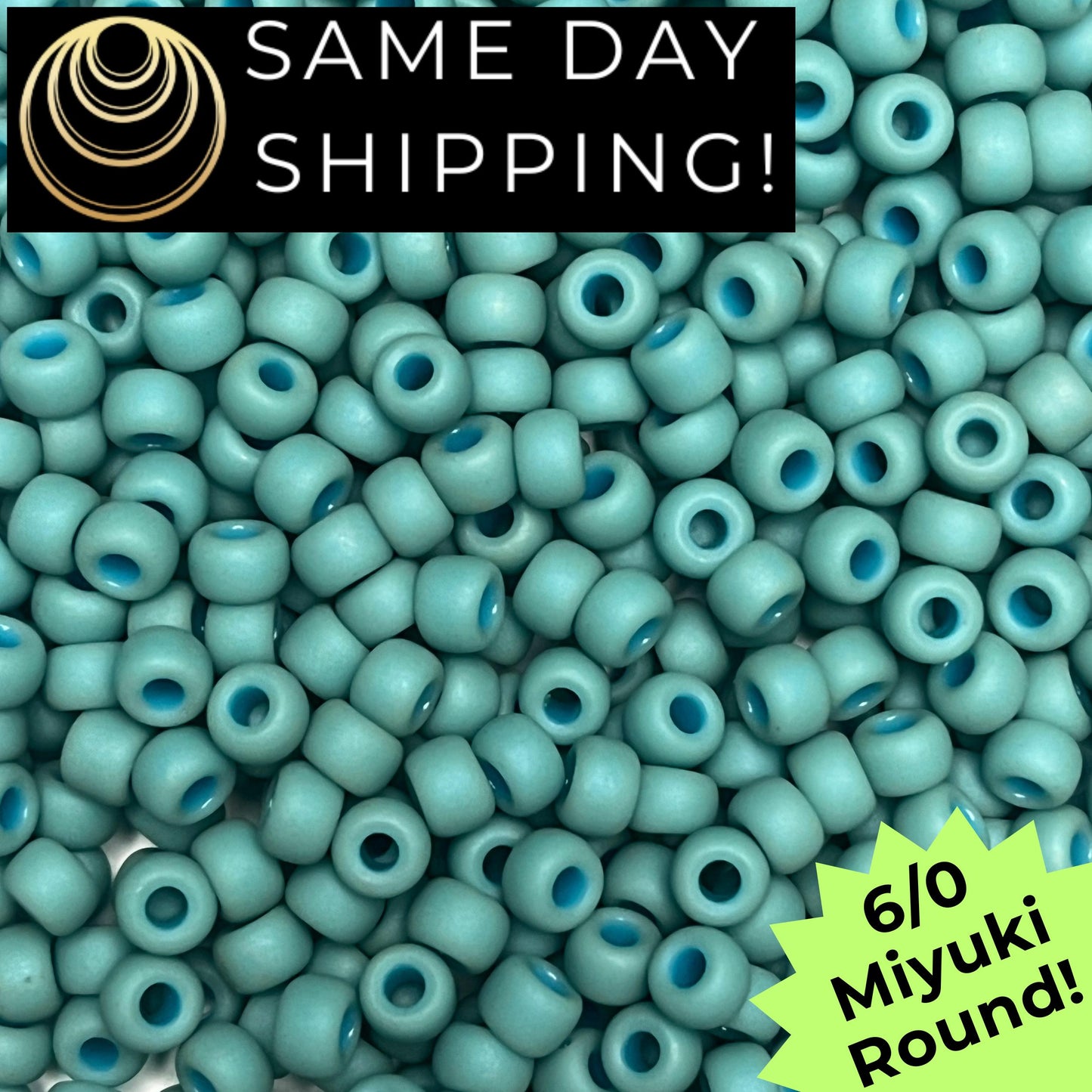 6-1251 6/0 Miyuki Round Beads Matte Opaque Turquoise