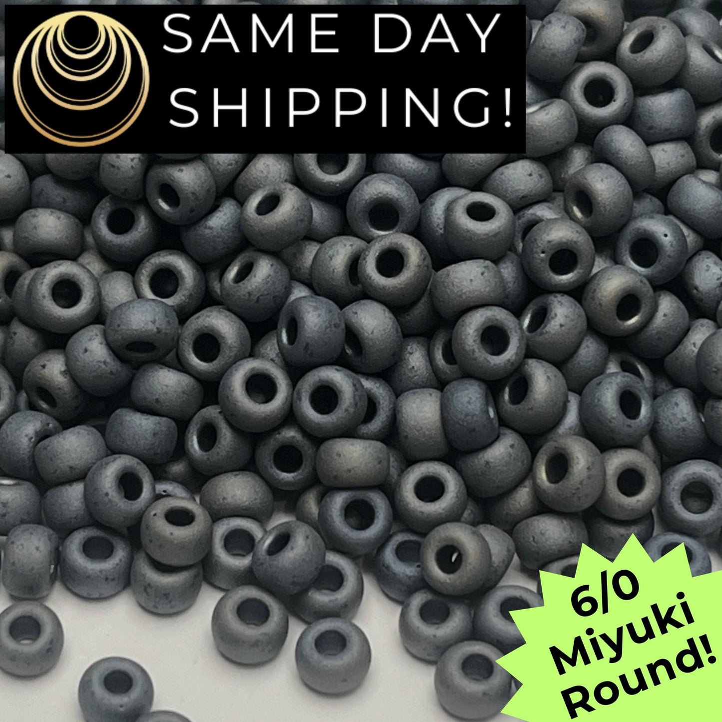 6-2002 6/0 Miyuki Round Beads Matte Metallic Silver Gray
