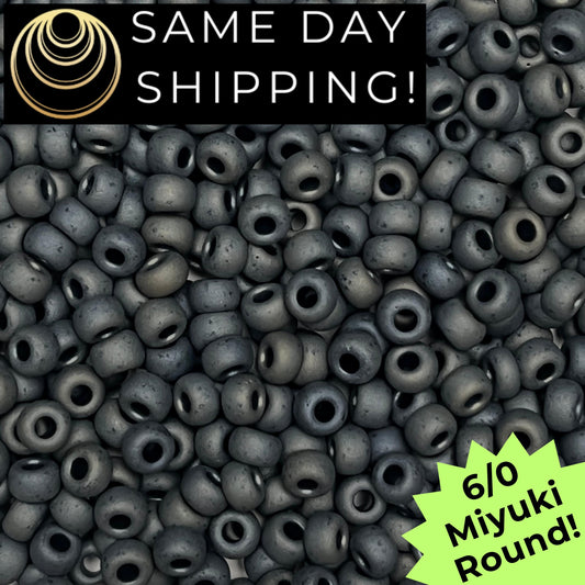 6-2002 6/0 Miyuki Round Beads Matte Metallic Silver Gray