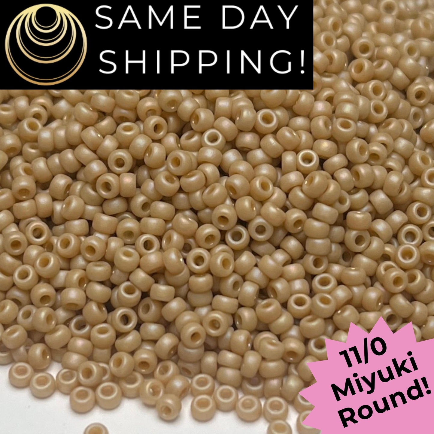 11-4691 Miyuki 11/0 Round Seed Beads Matte Glazed Adobe Sand Rainbow