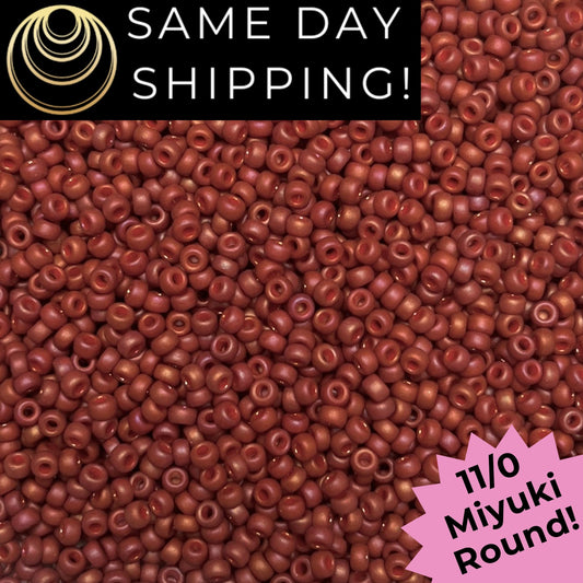 11-4695 Miyuki 11/0 Round Seed Beads Matte Glazed Cardinal Rainbow
