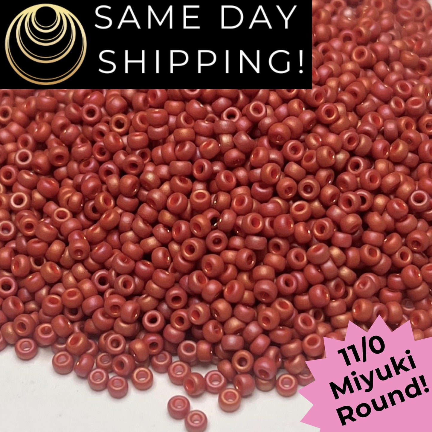 11-4695 Miyuki 11/0 Round Seed Beads Matte Glazed Cardinal Rainbow