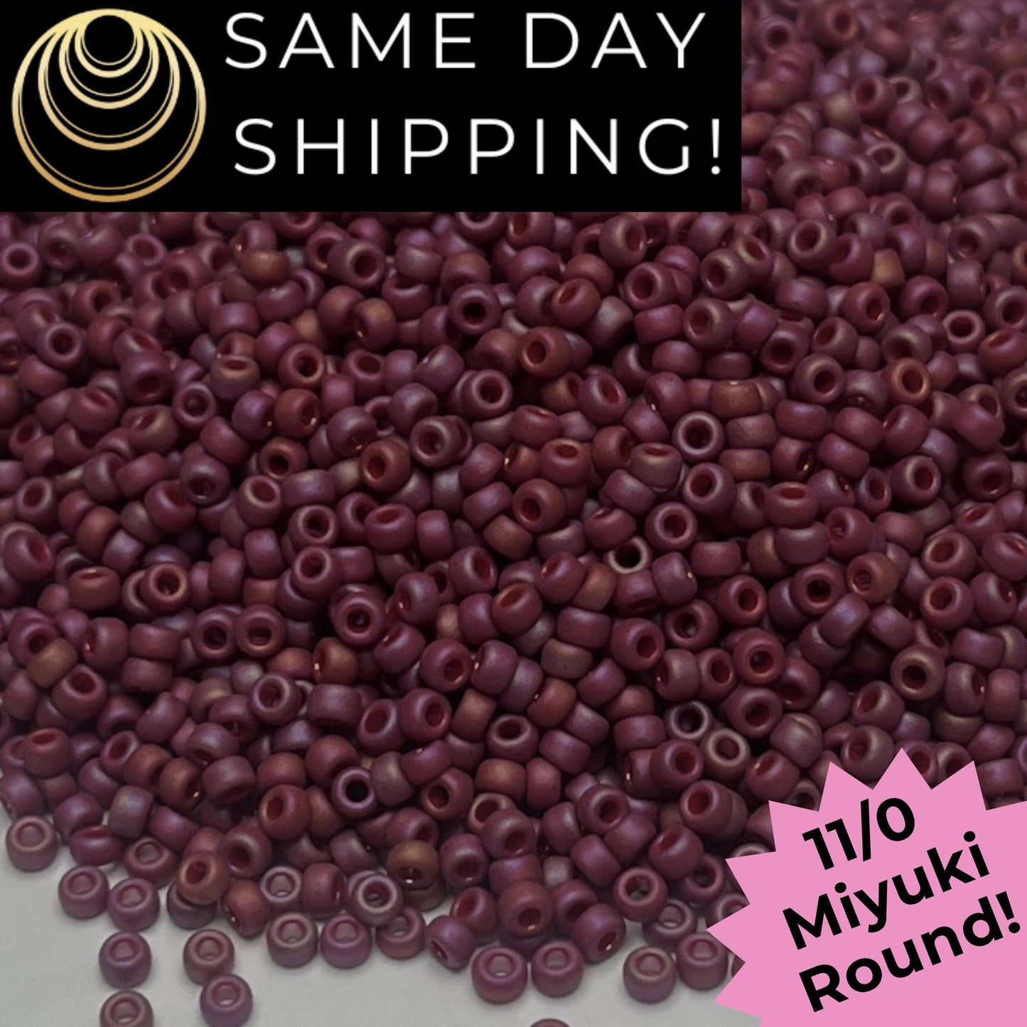11-4696 Miyuki 11/0 Round Seed Beads Matte Frosted Glazed Raspberry Rainbow