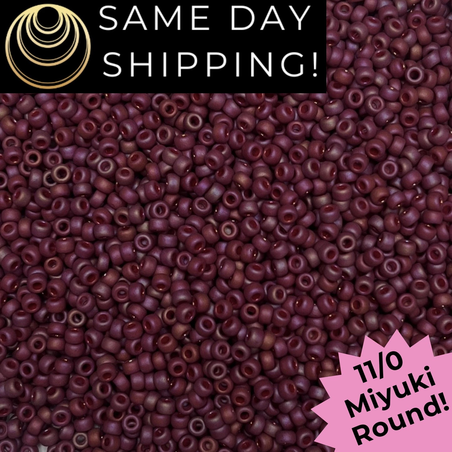 11-4696 Miyuki 11/0 Round Seed Beads Matte Frosted Glazed Raspberry Rainbow