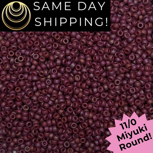 11-4696 Miyuki 11/0 Round Seed Beads Matte Frosted Glazed Raspberry Rainbow