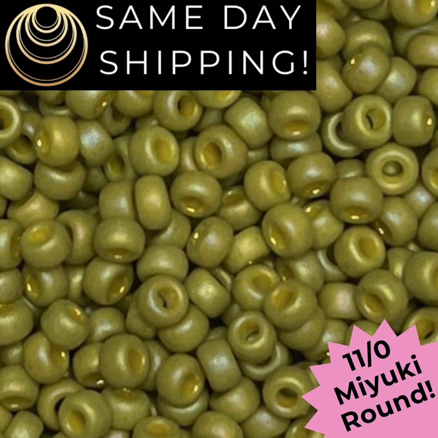11-4697 Miyuki 11/0 Round Seed Beads Matte Glazed Olive Rainbow