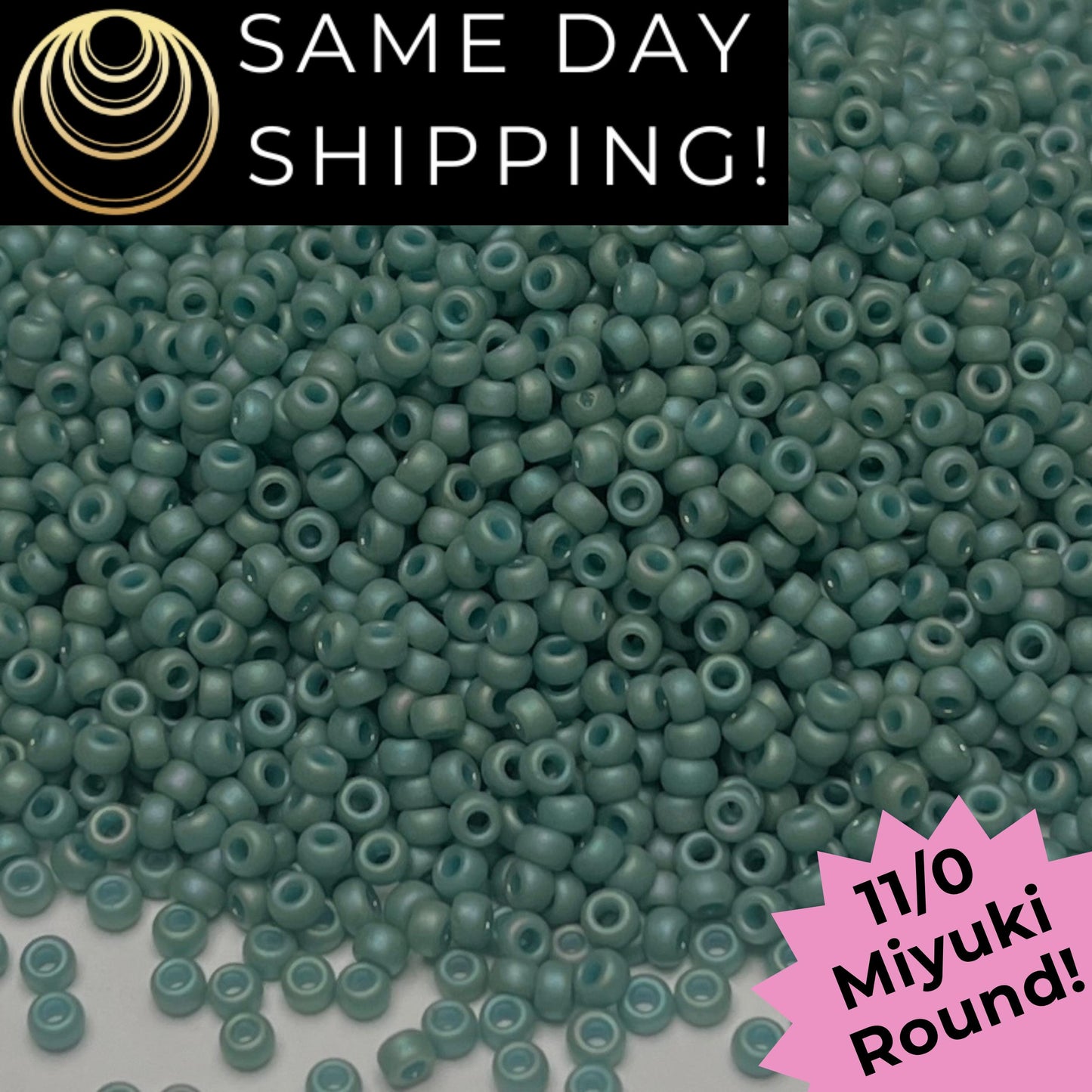 11-4701 Miyuki 11/0 Round Seed Beads Matte Glazed Wintergreen Rainbow