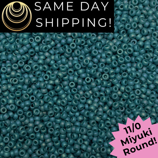 11-4702 Miyuki 11/0 Round Seed Beads Matte Frosted Glazed Arctic Blue Rainbow