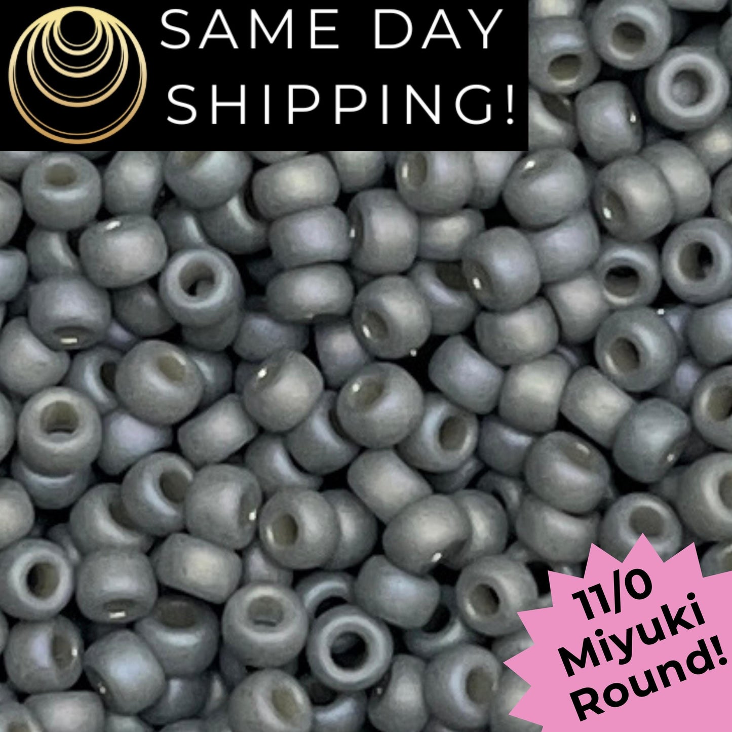 11-4705 Miyuki 11/0 Round Seed Beads Matte Frosted Glazed Cadet Gray Rainbow
