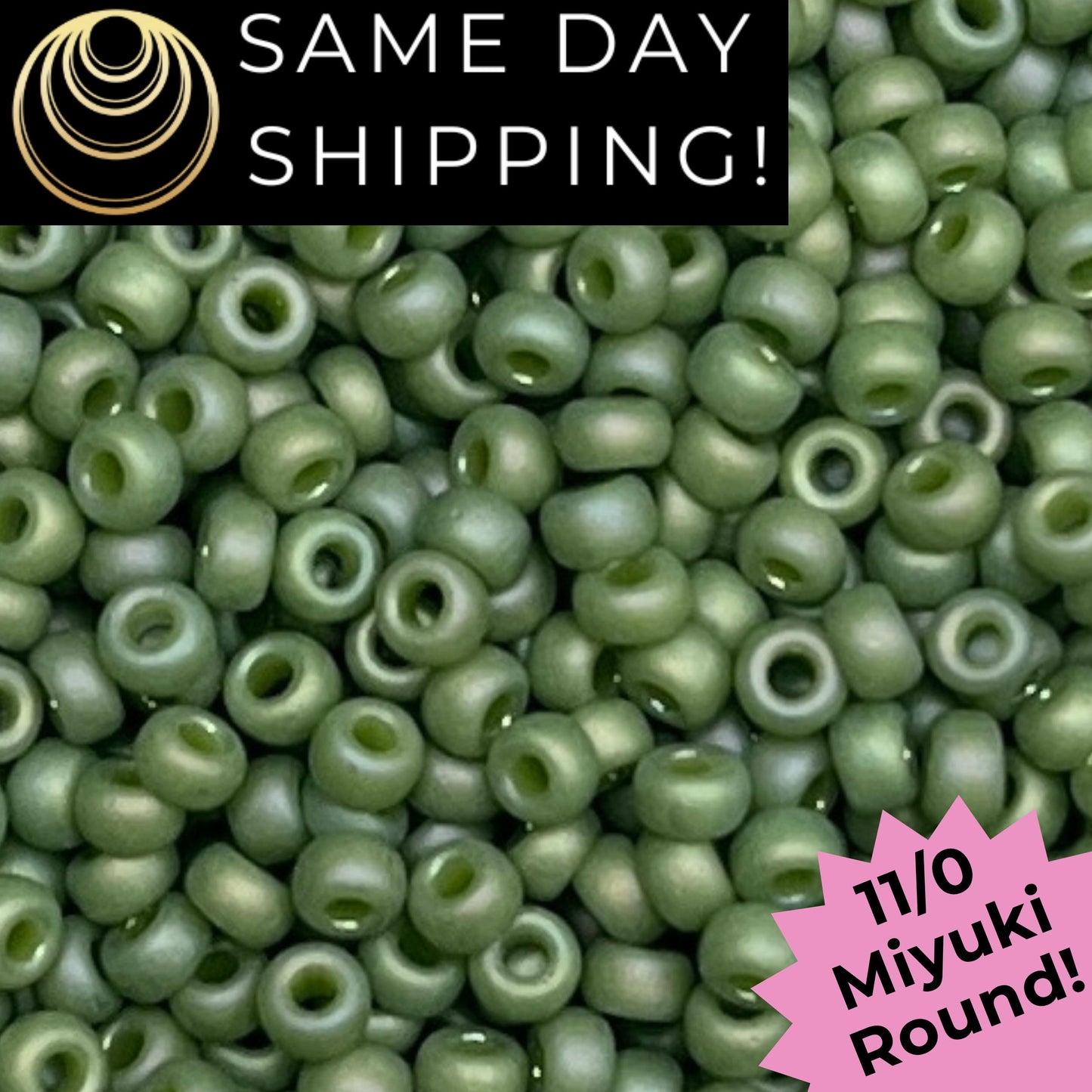 11-4698 Miyuki 11/0 Round Seed Beads Matte Glazed Frosted Kiwi Rainbow