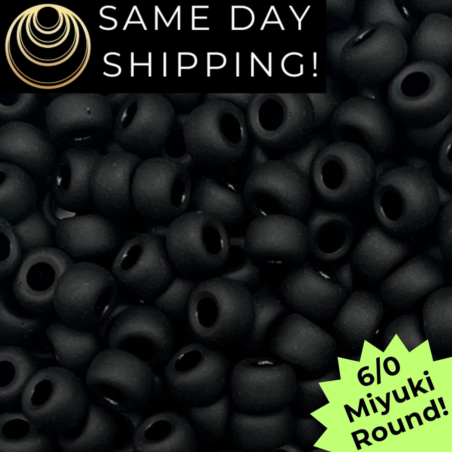 6-401F 6/0 Miyuki Round Beads Matte Black