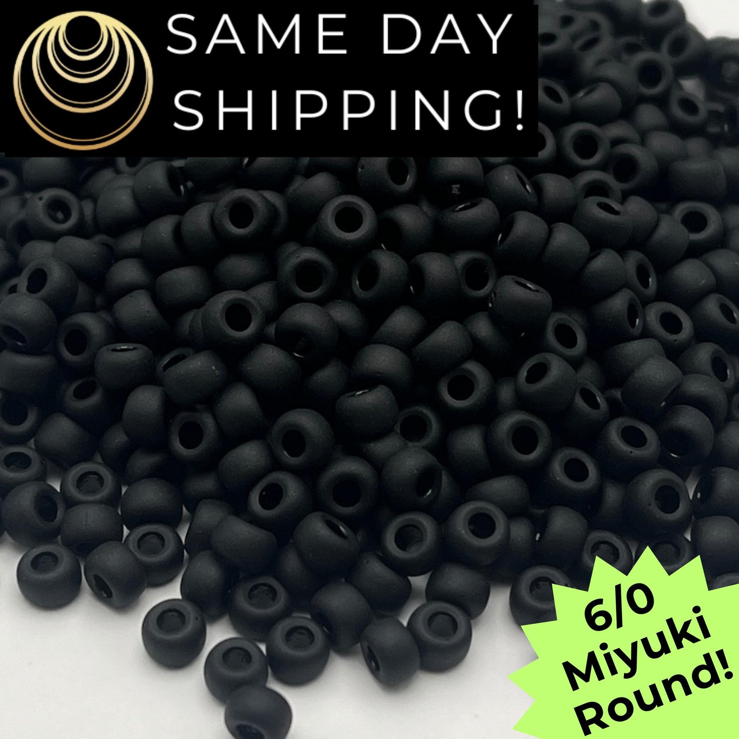6-401F 6/0 Miyuki Round Beads Matte Black