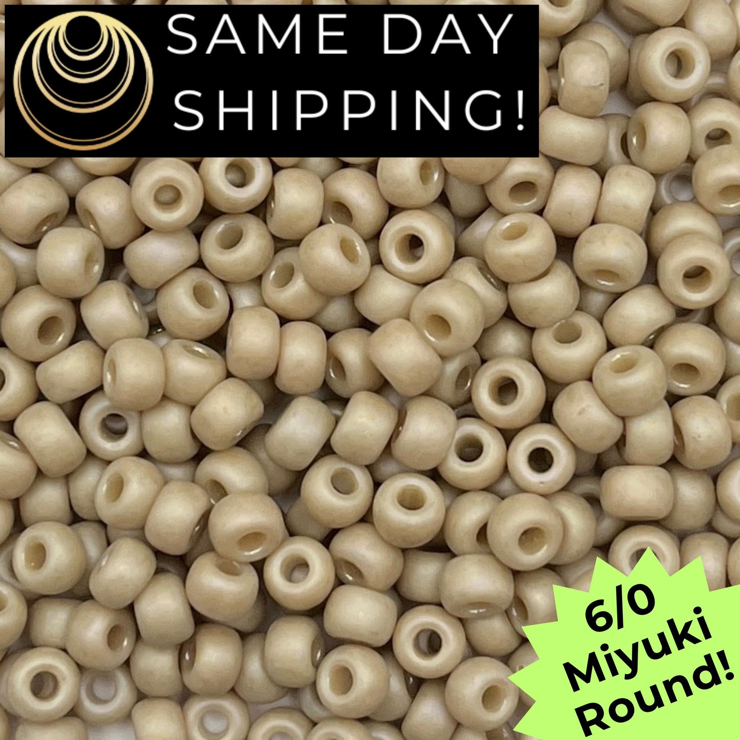 6-4691 6/0 Miyuki Round Beads Opaque Frosted Glaze Ivory AB