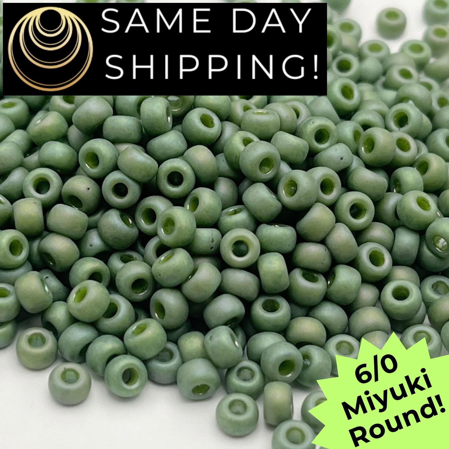 6-4698 6/0 Miyuki Round Beads Opaque Frosted Glaze Fern AB