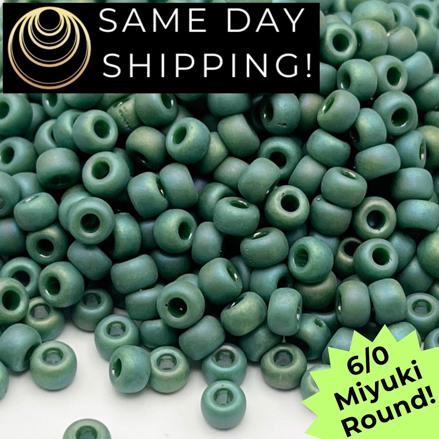 6-4699 6/0 Miyuki Round Beads Opaque Frosted Glaze Pine AB