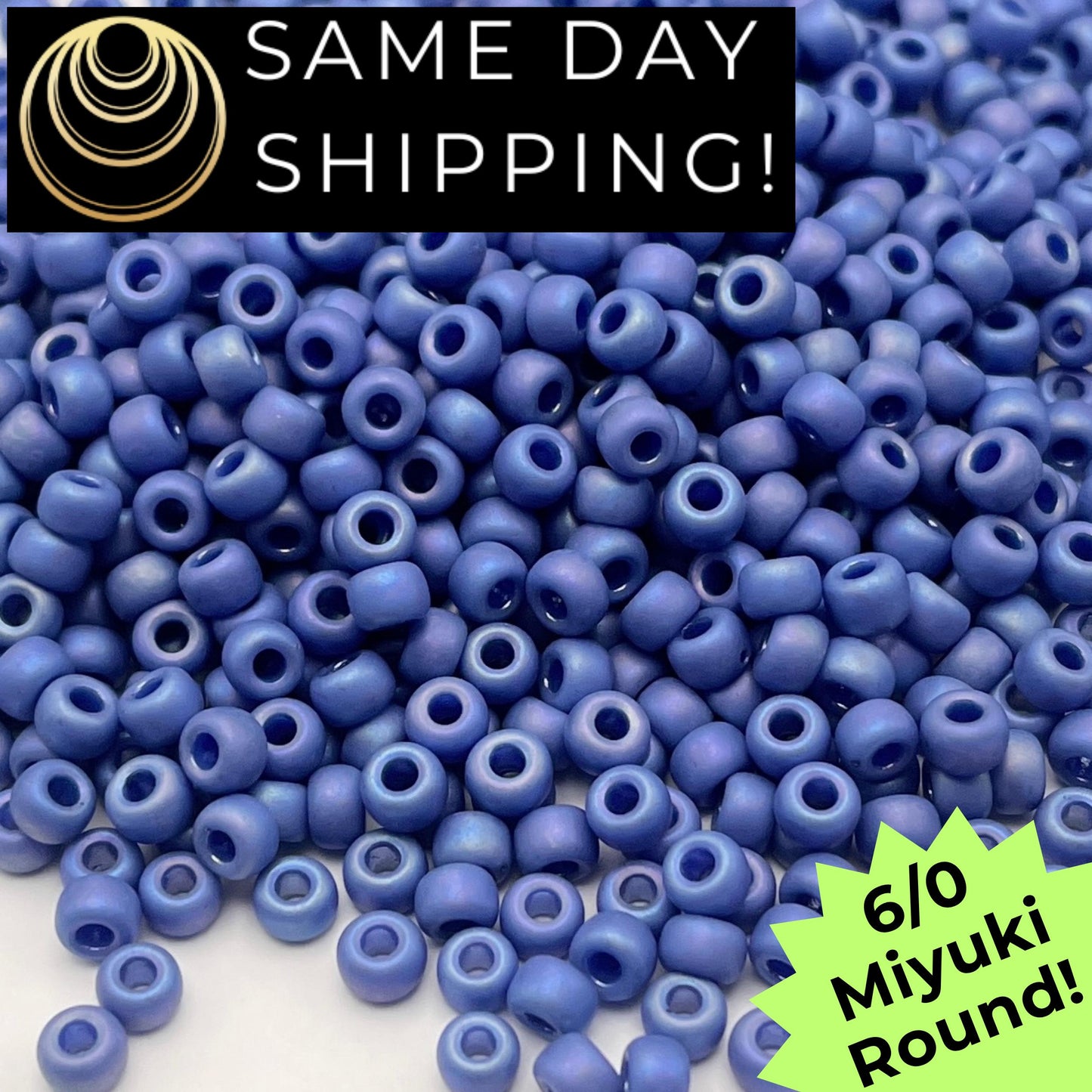 6-4704 6/0 Miyuki Round Beads Opaque Frosted Glazed Hydrangea Blue AB