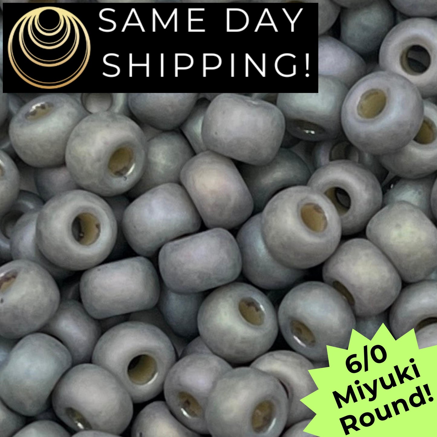 6-4705 6/0 Miyuki Round Beads Opaque Frosted Glazed Dolphin Gray AB