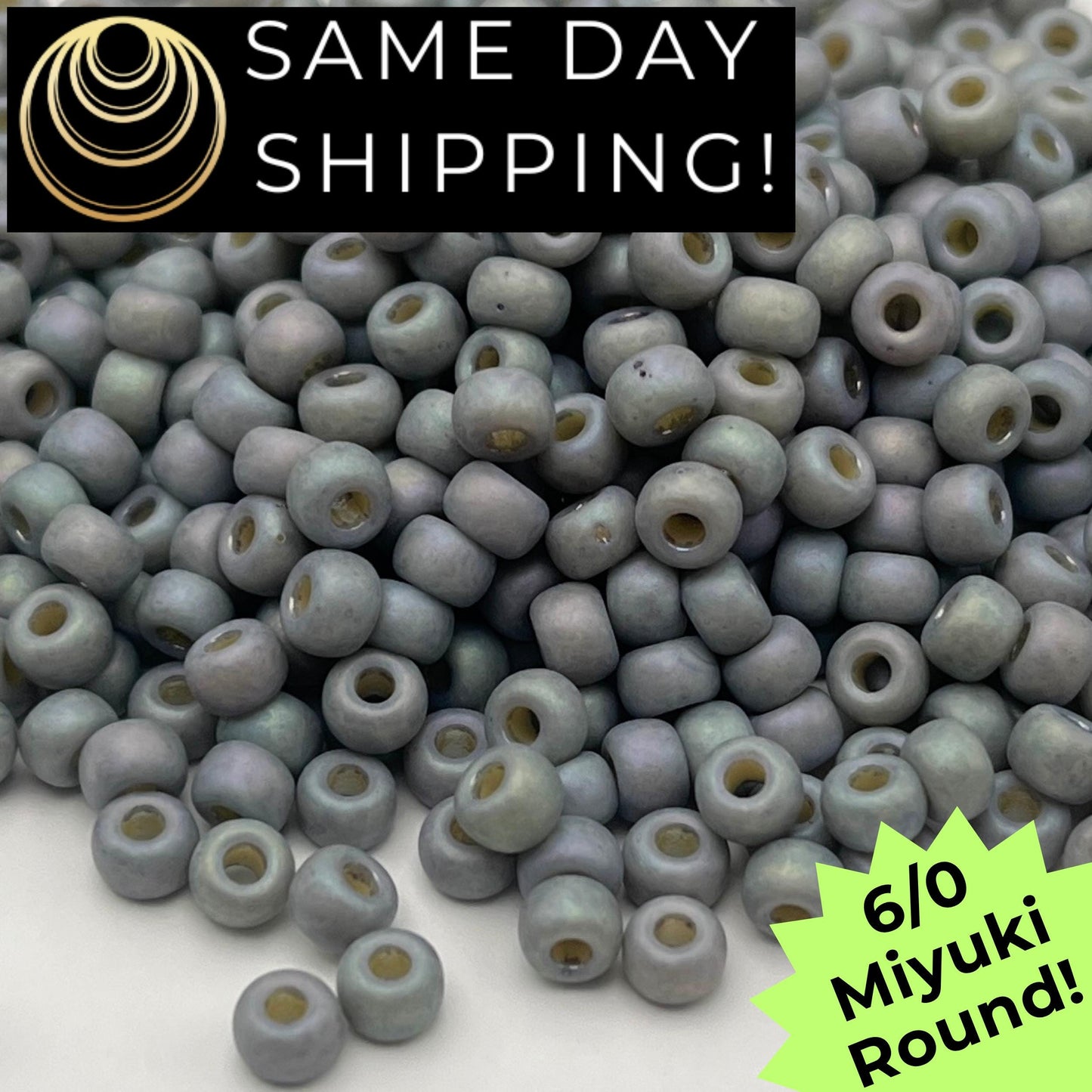 6-4705 6/0 Miyuki Round Beads Opaque Frosted Glazed Dolphin Gray AB