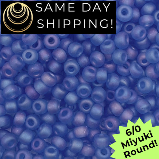 6-0150FR Miyuki 6/0 Round Beads, Matte Transparent Sapphire AB