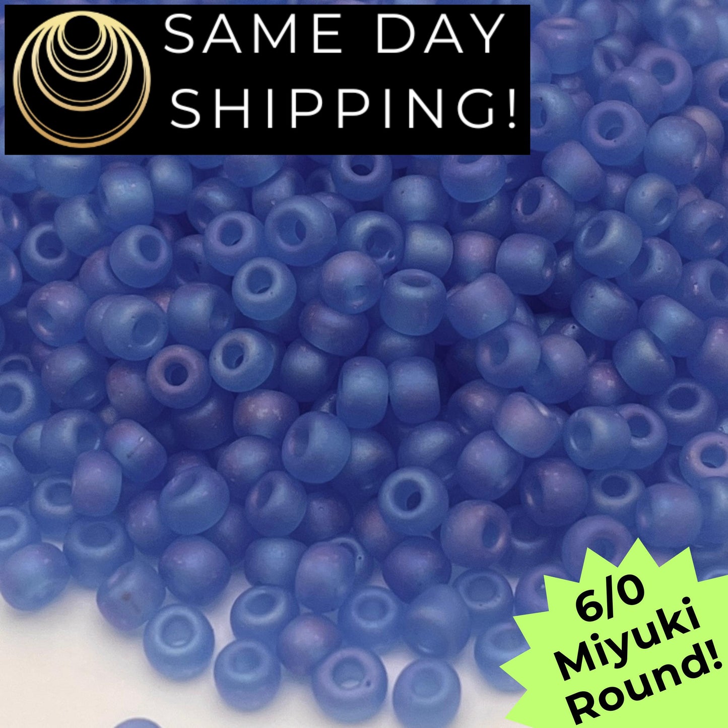 6-0150FR Miyuki 6/0 Round Beads, Matte Transparent Sapphire AB