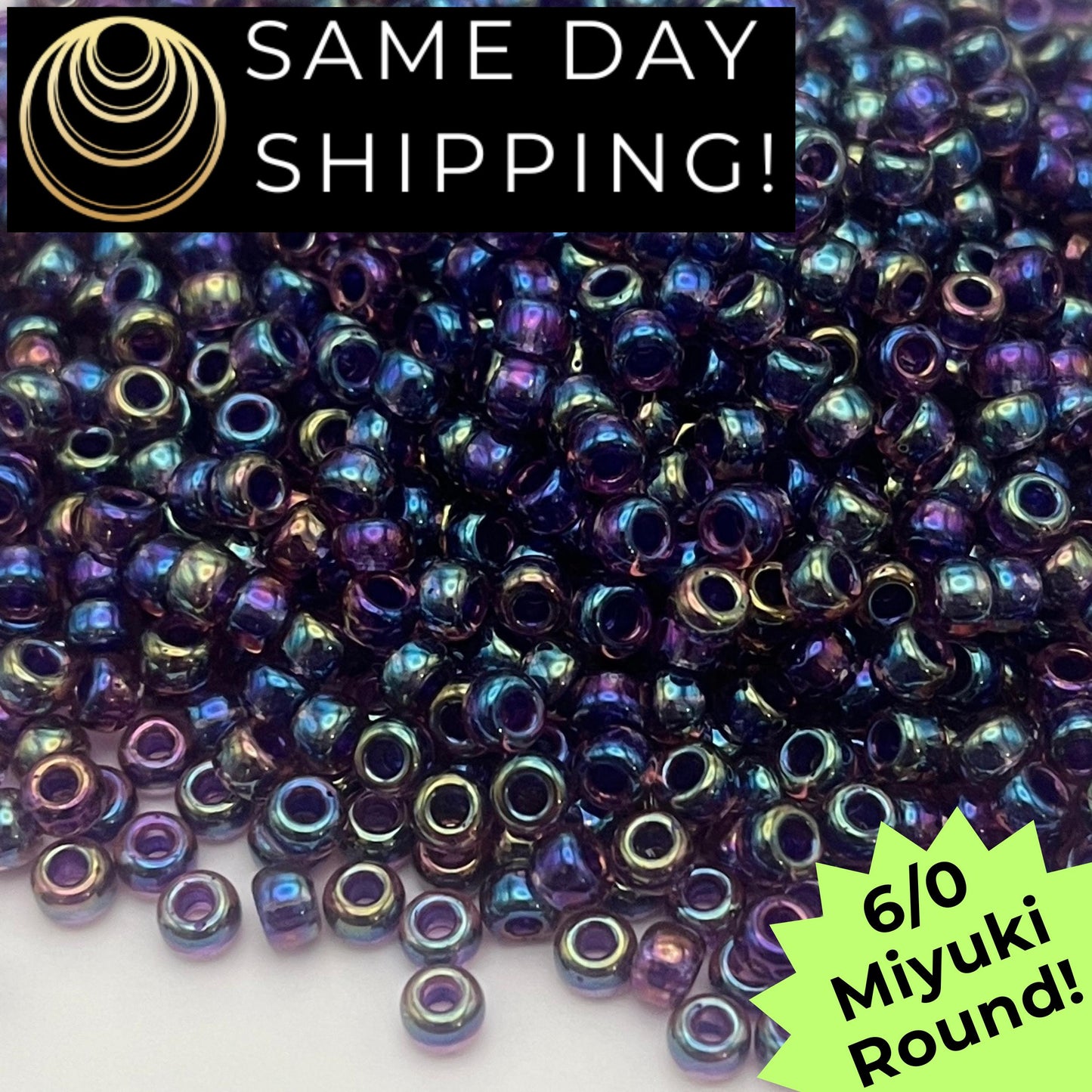 6-0356 Miyuki 6/0 Round Beads, Purple Lined Amethyst AB