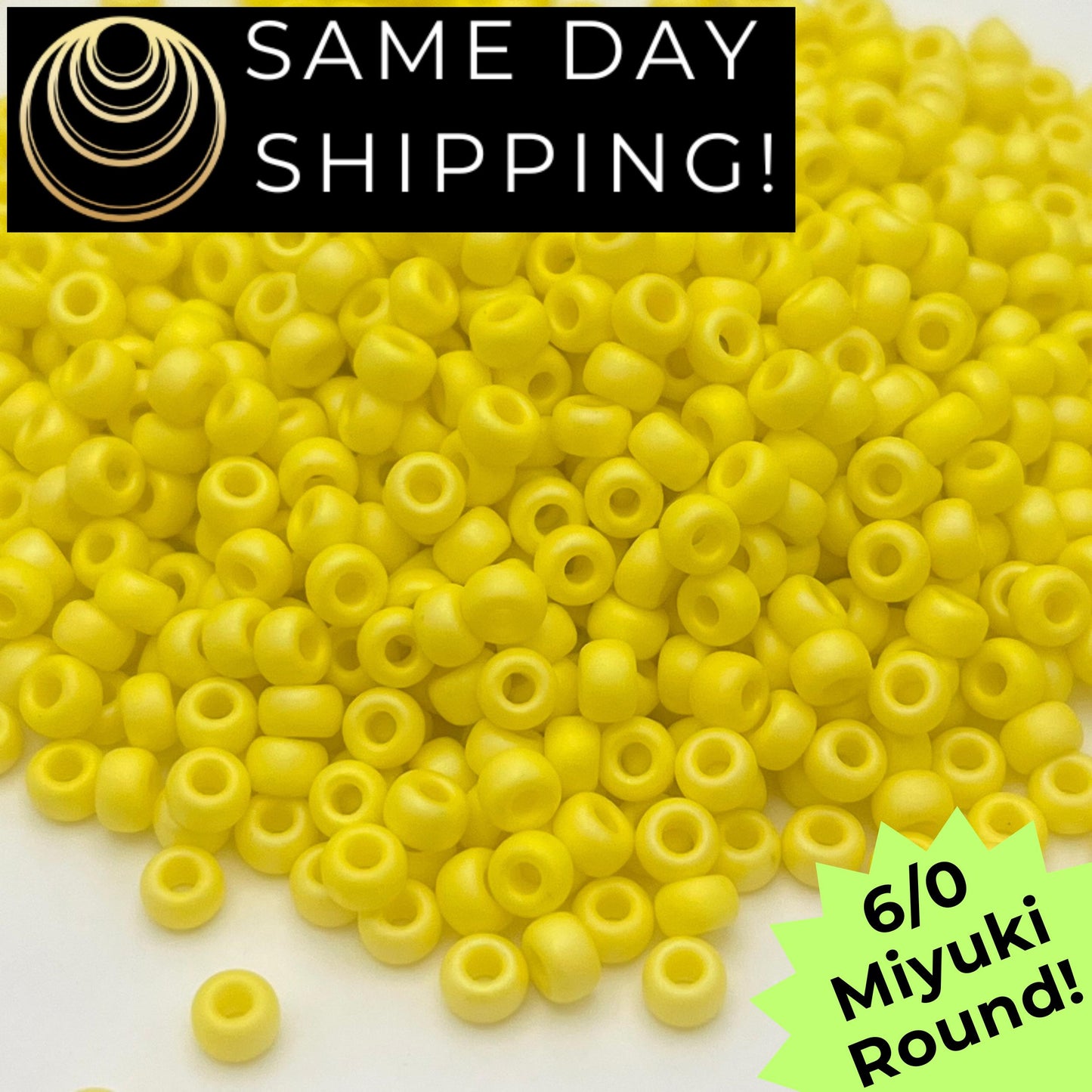 6-0404FR Miyuki 6/0 Round Beads, Matte Opaque Yellow AB