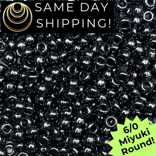6-0451 6/0 Miyuki Round Seed Beads, Gunmetal