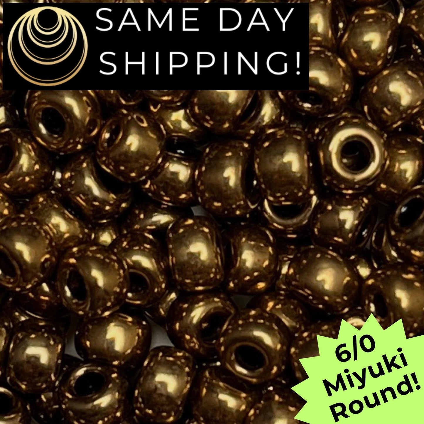 6-0457 6/0 Miyuki Round Seed Beads, Metallic Bronze