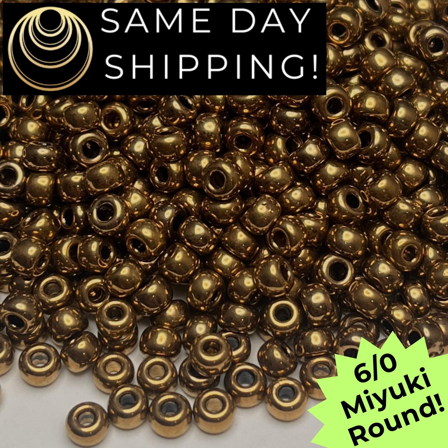 6-0457 6/0 Miyuki Round Seed Beads, Metallic Bronze