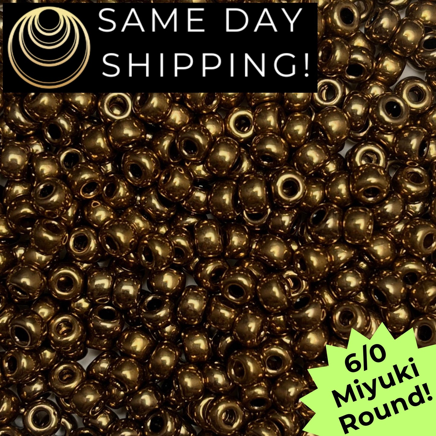 6-0457 6/0 Miyuki Round Seed Beads, Metallic Bronze