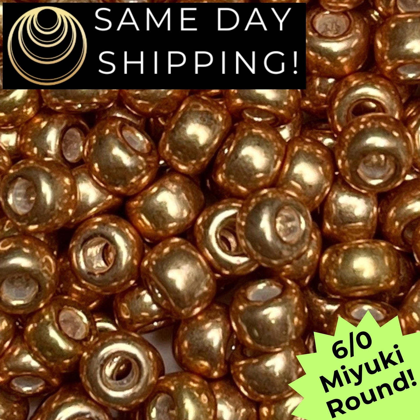 6-1053 6/0 Miyuki Round Seed Beads, Galvanized Gold