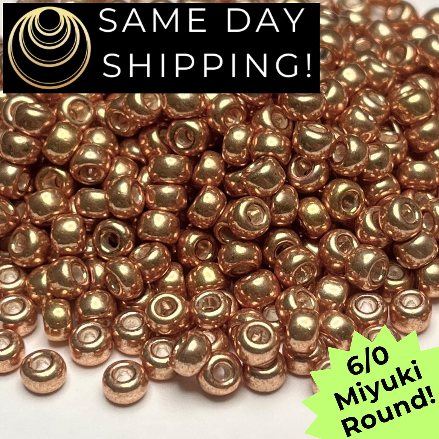 6-1053 6/0 Miyuki Round Seed Beads, Galvanized Gold